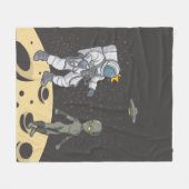 Astronaut en buitenaards fleece deken (Voorkant (Horizontaal))