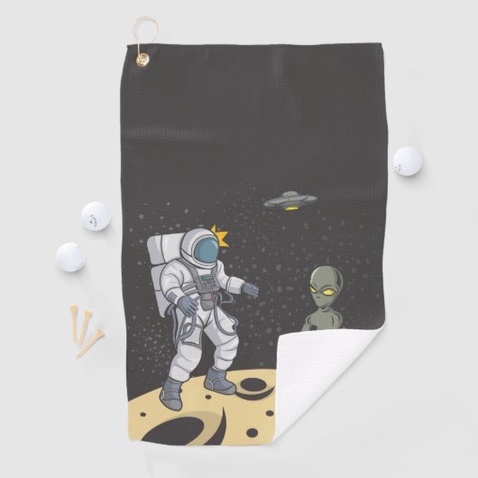 Astronaut en buitenaards golfhanddoek (Insitu)