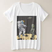 Astronaut en buitenaards grote maat t-shirt (Design voorkant)