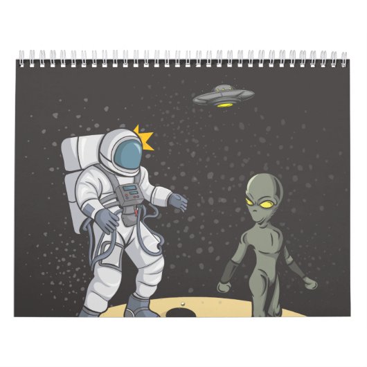 Astronaut en buitenaards kalender (Hoes)