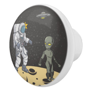 Astronaut en buitenaards keramische knop