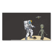Astronaut en buitenaards magnetisch visitekaartje (Voorkant)