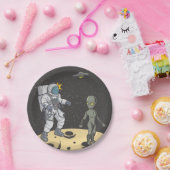 Astronaut en buitenaards papieren bordje (Feest)