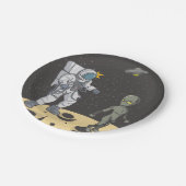 Astronaut en buitenaards papieren bordje (Gekanteld)