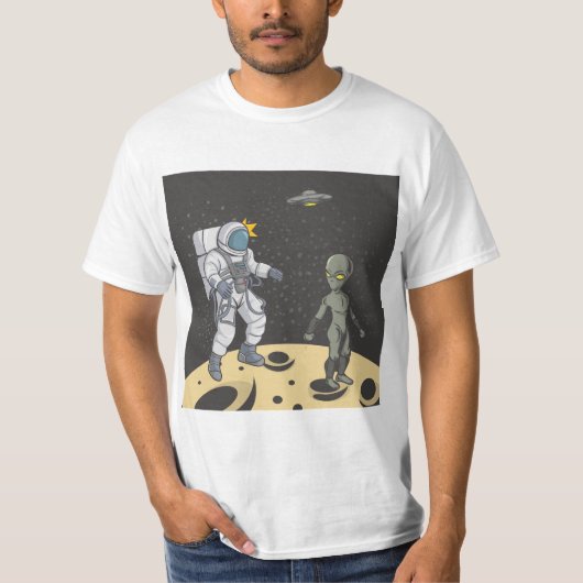 Astronaut en buitenaards t-shirt (Voorkant)