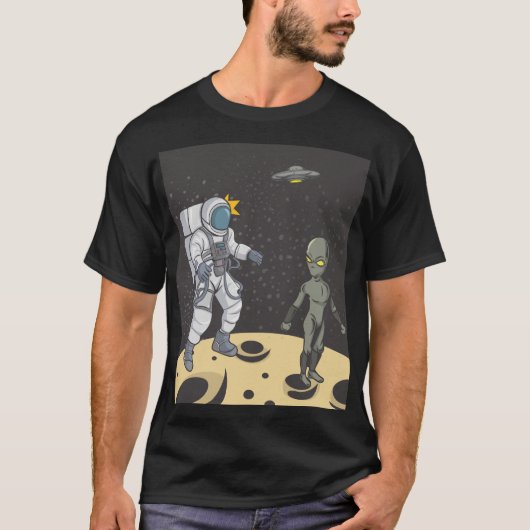 Astronaut en buitenaards t-shirt (Voorkant)