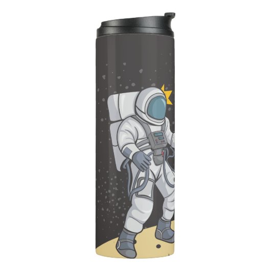 Astronaut en buitenaards thermosbeker (Gedraaid links)