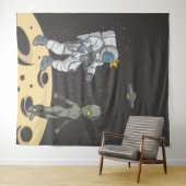 Astronaut en buitenaards wandkleed (In Situ (horizontaal))