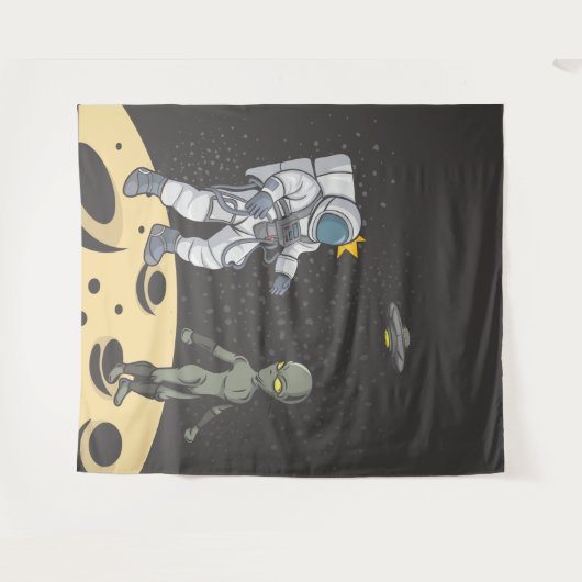 Astronaut en buitenaards wandkleed (Voorkant (horizontaal))