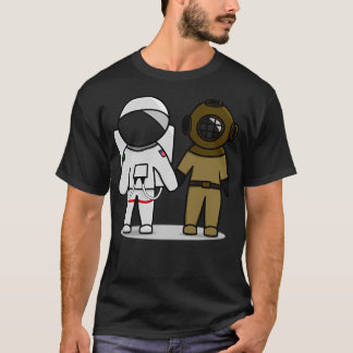 Astronaut en duiker illustratie t-shirt