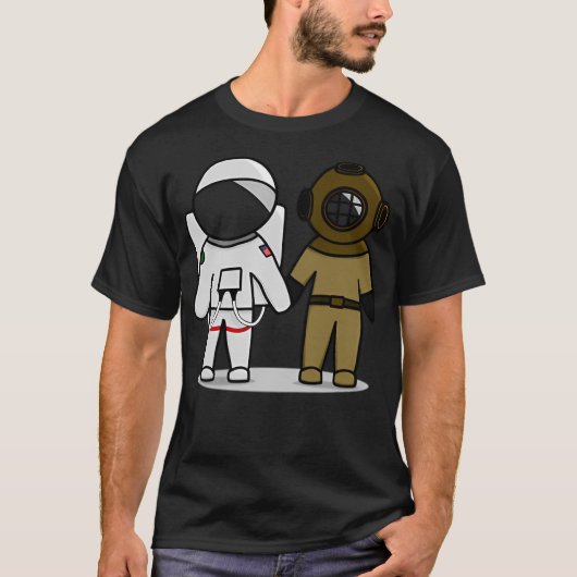 Astronaut en duiker illustratie t-shirt (Voorkant)