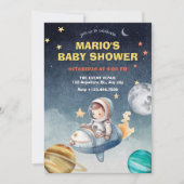 Astronaut en jet ruimte baby shower kaart (Voorkant)