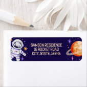 Astronaut en planeet Galaxy Keer Terug in de Ruimt Etiket (Insitu)