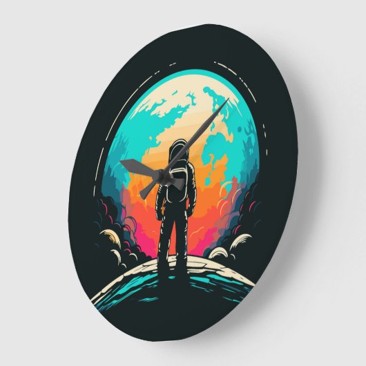 Astronaut en planeet grote klok (Hoek)
