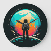Astronaut en planeet grote klok (Voorkant)