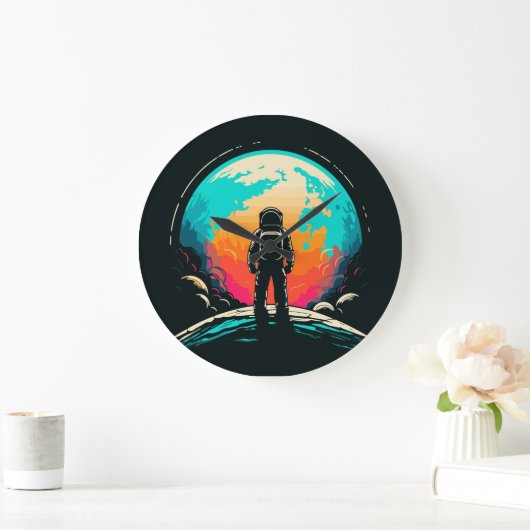 Astronaut en planeet grote klok (Huis)