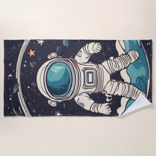 Astronaut en planeten in de ruimte strandlaken (Voorkant)