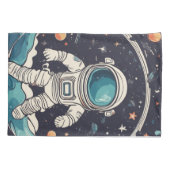 Astronaut en planeten ruimte kussensloop (Achterkant)