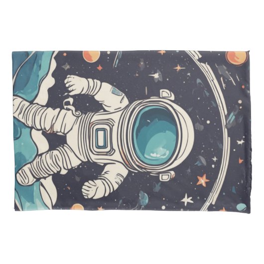 Astronaut en planeten ruimte kussensloop (Voorkant)