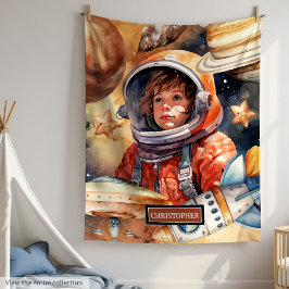 Astronaut en Planets Blanket Gepersonaliseerde Kin Fleece Deken
