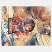 Astronaut en Planets Blanket Gepersonaliseerde Kin Fleece Deken (Voorkant (Horizontaal))