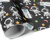 Astronaut en raketruimtepatroon cadeaupapier (Rol Hoek)