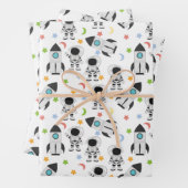 Astronaut en raketruimtepatroon inpakpapier vel (In situ)