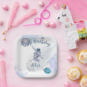 Astronaut en ruimte in de waterverf papieren bordje (Feest)