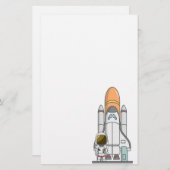 Astronaut en ruimteschip briefpapier (Voorkant / Achterkant)