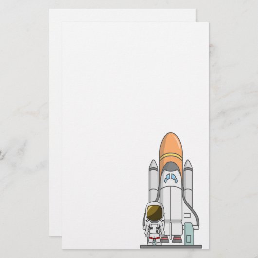 Astronaut en ruimteschip briefpapier (Voorkant / Achterkant)