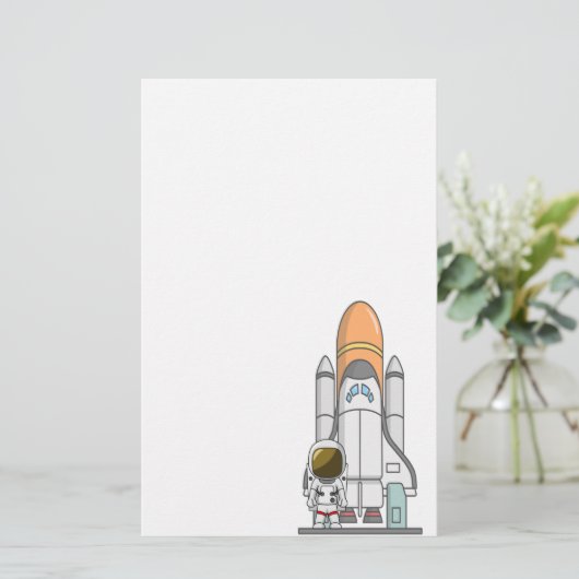 Astronaut en ruimteschip briefpapier (Staand voorkant)