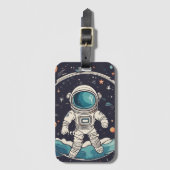Astronaut en ruimtethema bagagelabel (Voorkant (verticaal))