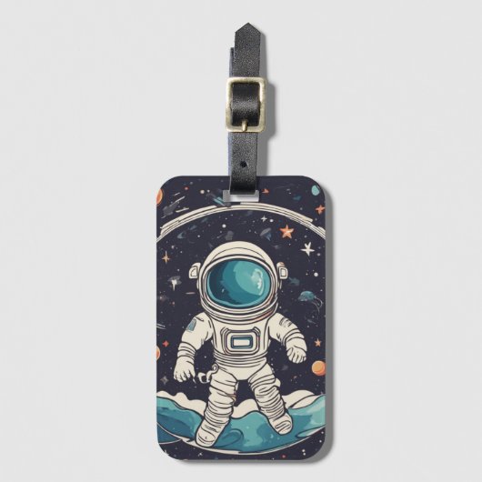 Astronaut en ruimtethema bagagelabel (Voorkant (verticaal))