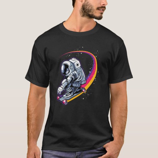 Astronaut en Skateboard T-shirt (Voorkant)