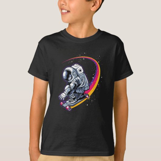 Astronaut en Skateboard T-shirt (Voorkant)