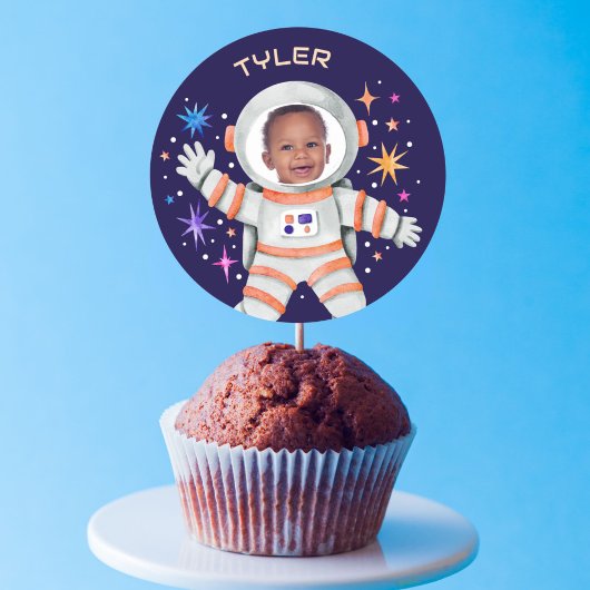 Astronaut en Sterren Buitenste Ruimtefoto Ronde Sticker