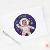 Astronaut en Sterren Buitenste Ruimtefoto Ronde Sticker (Envelop)
