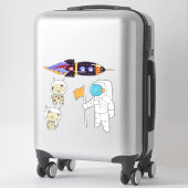 Astronaut en Vrienden Sticker (Koffer)