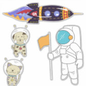 Astronaut en Vrienden Sticker (Voorkant)