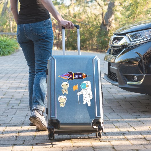 Astronaut en Vrienden Sticker (Koffer Insitu)