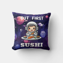 Astronaut eten Sushi witte tekst Kussen