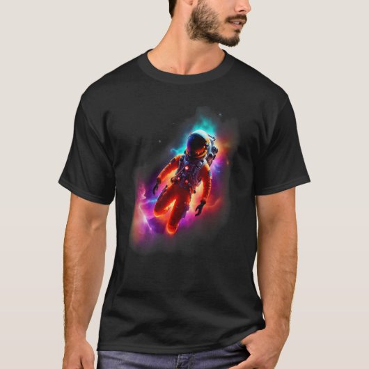 Astronaut Exploring a Colorful Nebula T-shirt (Voorkant)