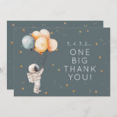 Astronaut First Birthday Thank You Card Kaart (Voorkant / Achterkant)