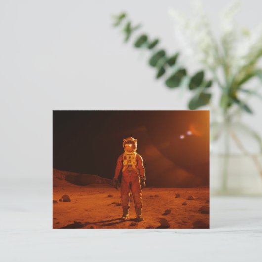 Astronaut First Human Martian on Red Planet Mars Briefkaart (Staand voorkant)