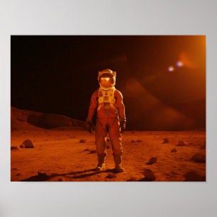 Astronaut First Human Martian on Red Planet Mars Poster