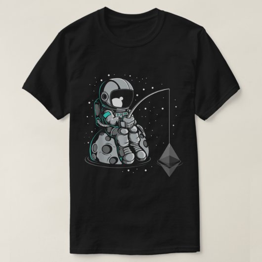 Astronaut Fishing for Ethereum Design T-shirt (Design voorkant)
