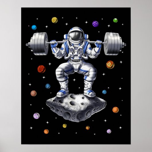 Astronaut Fitness Squats Poster (Voorkant)