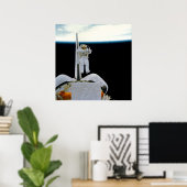 Astronaut Floating boven Shuttle Discovery Poster (Thuiskantoor)