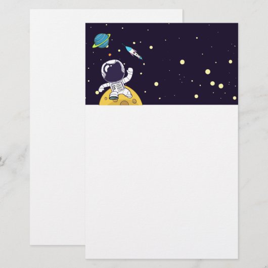 Astronaut Floating in Buitenruimte Briefpapier (Voorkant / Achterkant)