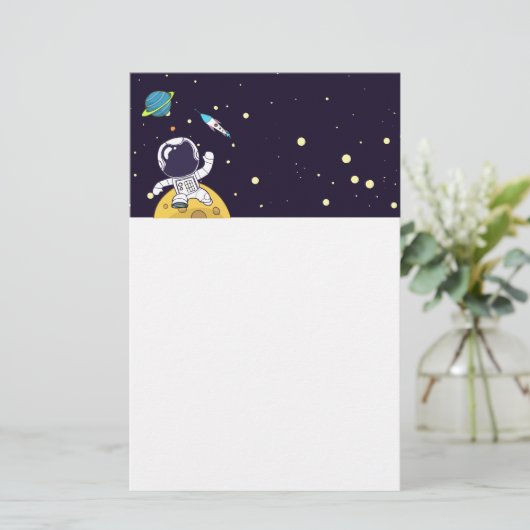 Astronaut Floating in Buitenruimte Briefpapier (Staand voorkant)